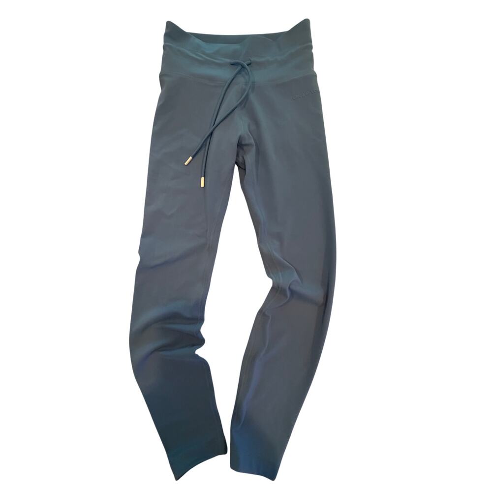 Cream Yoga Leggings with Drawstring Blue Size Medium